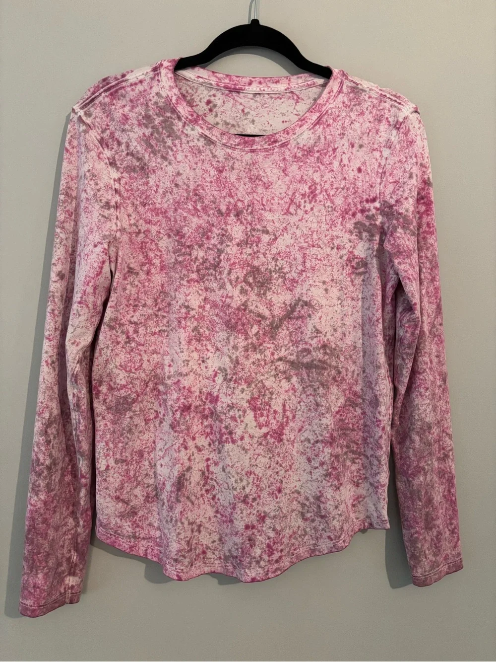 Lululemon Pink & Brown Tie Dye Long Sleeve Performance Tee $78 - Medium